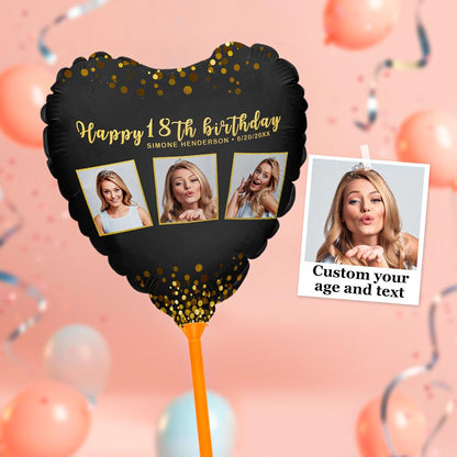 Personalized Photo Black Birthday Balloon