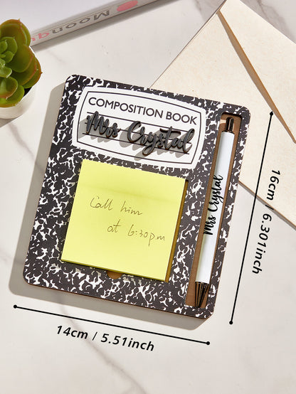 Personalized Sticky Note Wooden Holder with Pen Appreciation Gift for Teacher