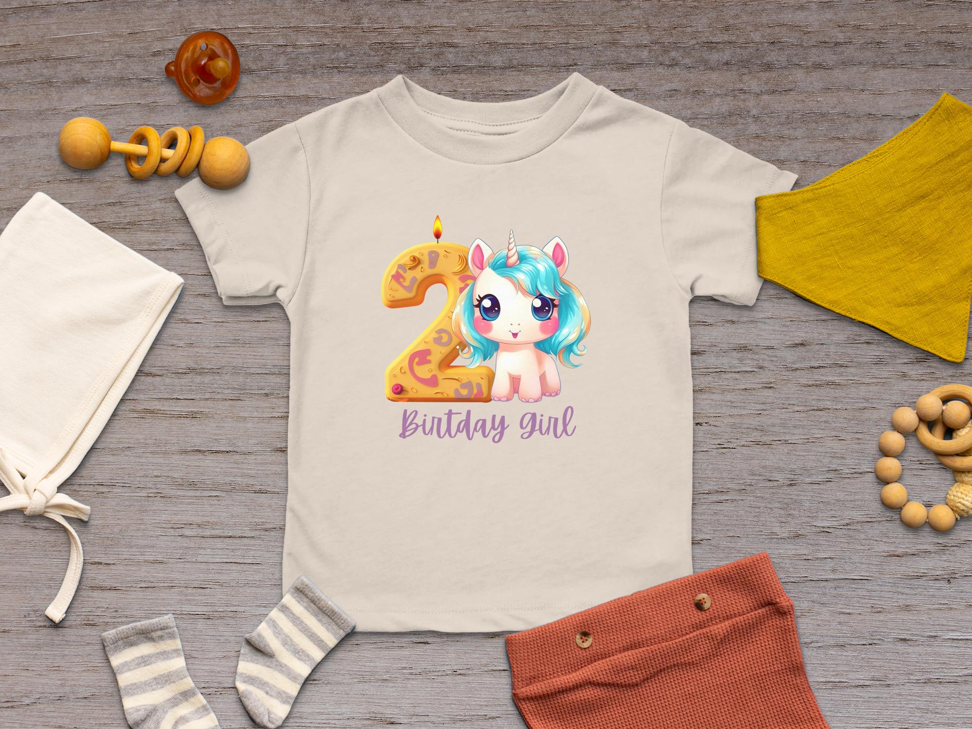 Cute Unicorn 2nd Birthday Girl Toddler Shirt, Perfect Gift for Toddler Birthday, Great Gift for Girl's Birthday Party