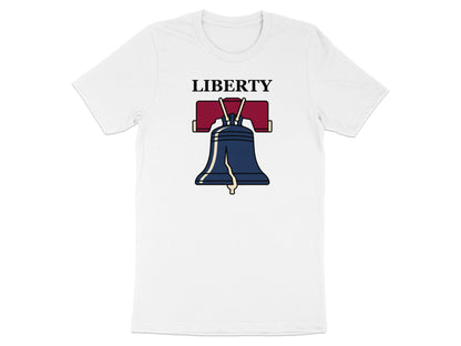White t-shirt with a stylized Liberty Bell graphic and "LIBERTY" text.