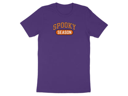 Purple t-shirt with an orange and white "Spooky Season" graphic.