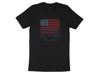 Black t-shirt with American flag and text "We The People 1776 to 2026".