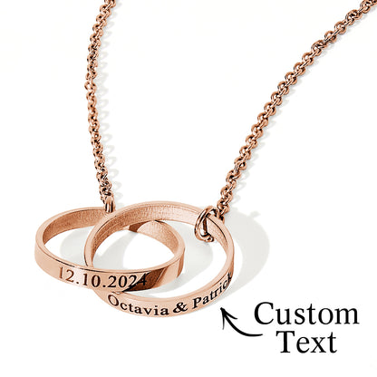 Personalized Double Ring Necklace with Engraved Name