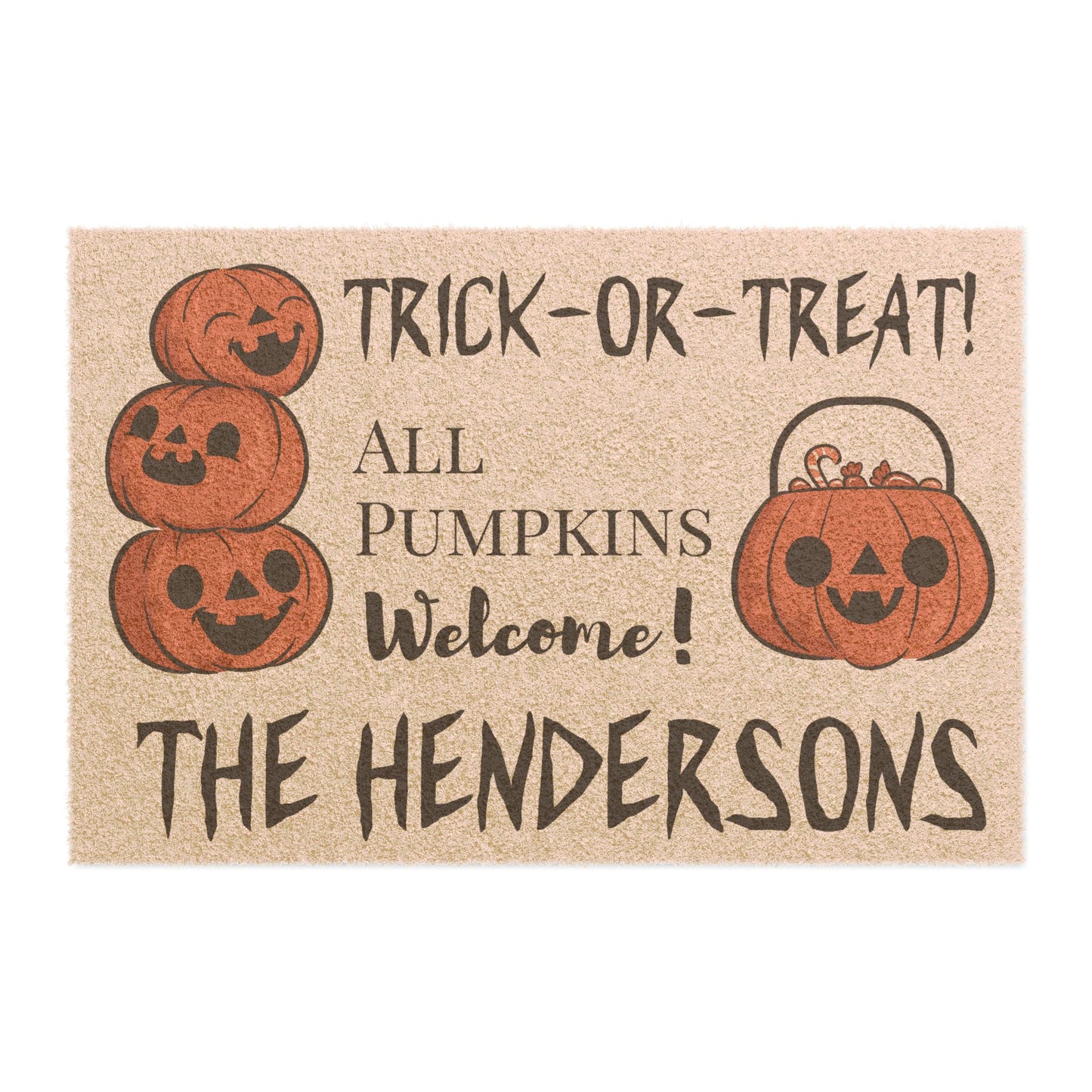 Personalized Trick or Treat All Pumpkins Welcome Halloween Door Mat