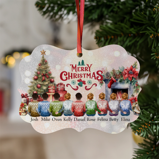 Large Family Personalized Character and Names Christmas Tree Ornament