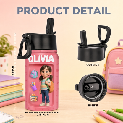 Personalized Kids Water Bottle with Custom 3D Puffy Photo Effect