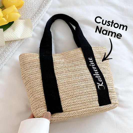 Beach Straw Bag with Personalized Name Example