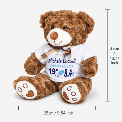 Personalized Birth Announcement Bear Plush Stuffed Toy
