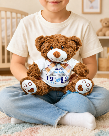 Personalized Birth Announcement Bear Plush Stuffed Toy