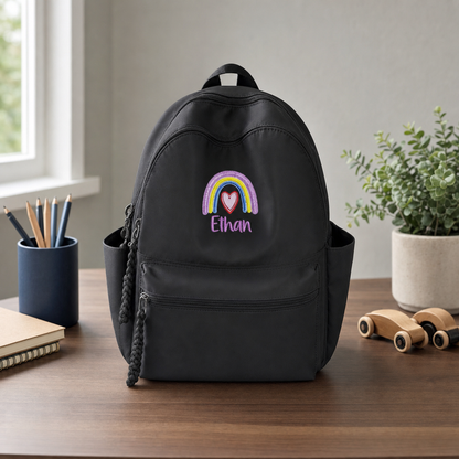 Personalized Embroidered Name Rainbow Backpack