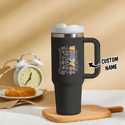 Black Personalized Back to School Gift for Teacher Wildflower 40oz Tumbler