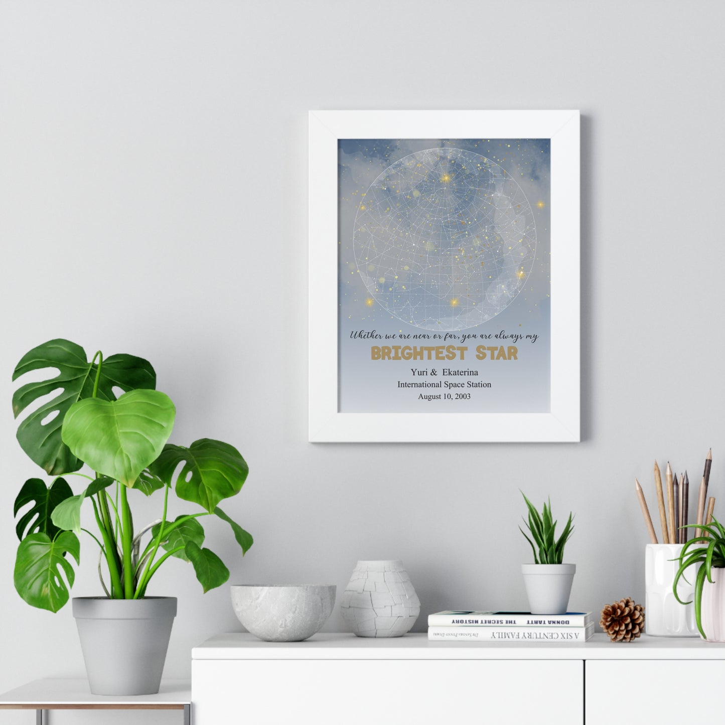Brightest Star Personalized Star Map with Framed Poster