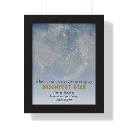 Brightest Star Personalized Star Map with Framed Poster