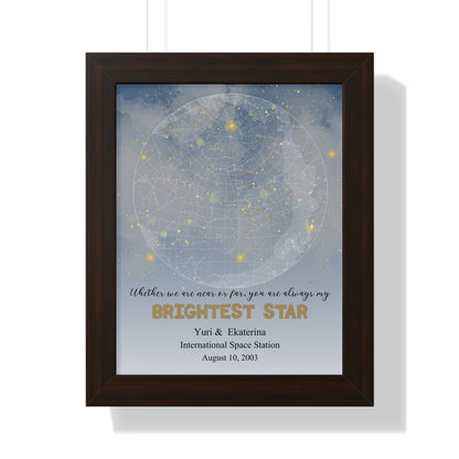 Brightest Star Personalized Star Map with Framed Poster