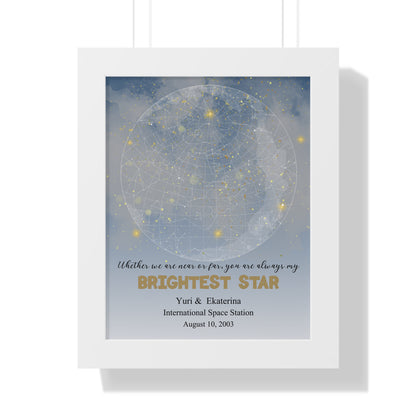 Brightest Star Personalized Star Map with Framed Poster