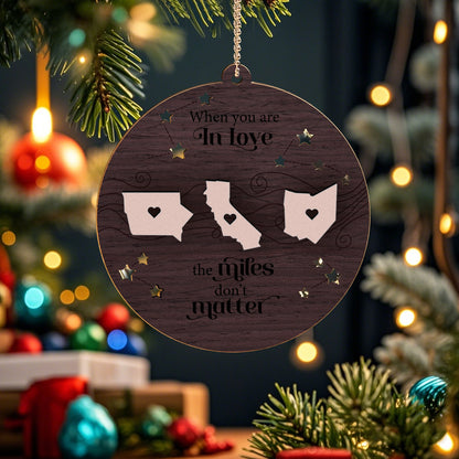 Personalized Family Togetherness Christmas Ornament State Map Ornament for Friends Sister Sibling Gift