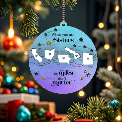 Personalized Family Togetherness Christmas Ornament State Map Ornament for Friends Sister Sibling Gift