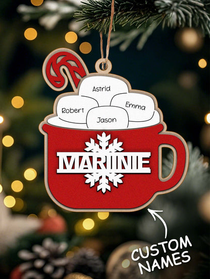 Personalized Family Hot Cocoa Ornament with Name Christmas Ornament for Family Gift