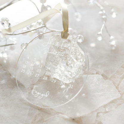 Custom Clear Acrylic Wedding or Engagement Ornament