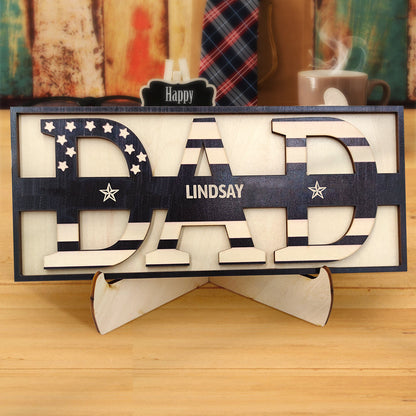 Personalized Wooden Dad Stars & Stripes Sign with Custom Family Names
