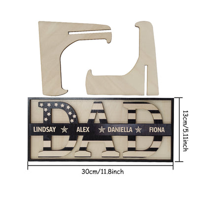 Personalized Wooden Dad Stars & Stripes Sign with Custom Family Names