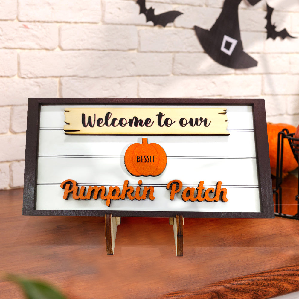 Welcome to Our Pumpkin Patch Personalized Fall Wooden Display