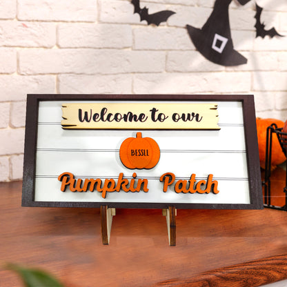 Welcome to Our Pumpkin Patch Personalized Fall Wooden Display