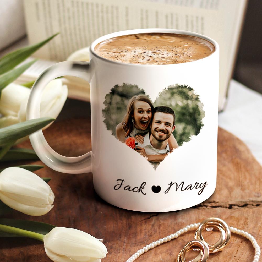 Heart & Names Photo Mug