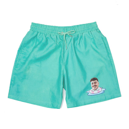 Custom Lifesaver Beach Shorts with Personalized Face White Background