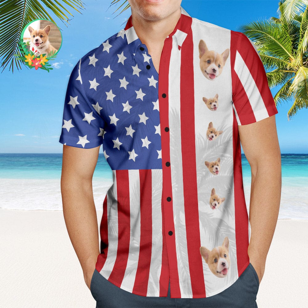Personalized Patriotic Hawaiian Shirt With Pet or Human Face