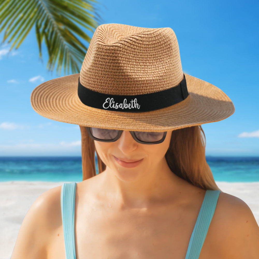 Personalized Straw Fedora Hat
