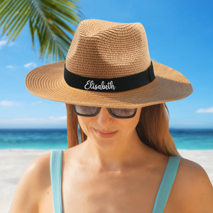 Personalized Straw Fedora Hat