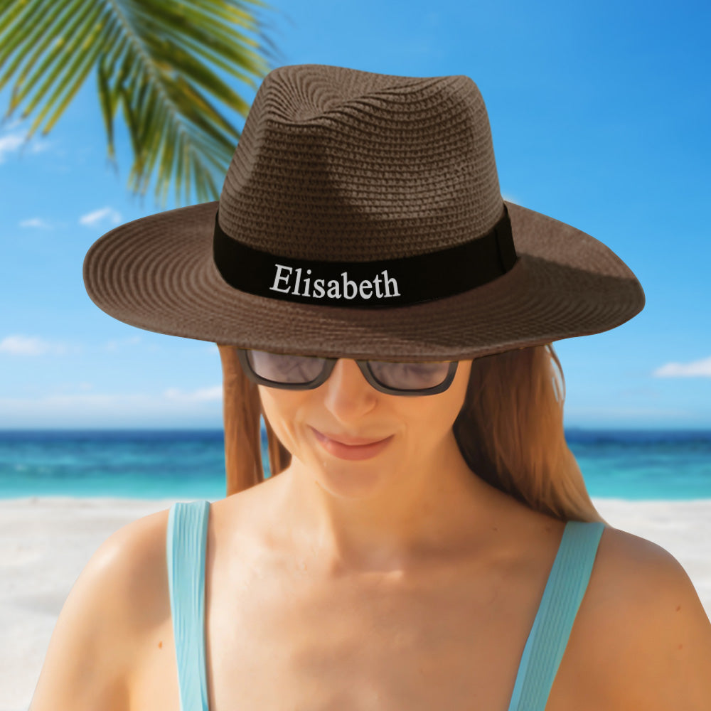 Personalized Straw Fedora Hat