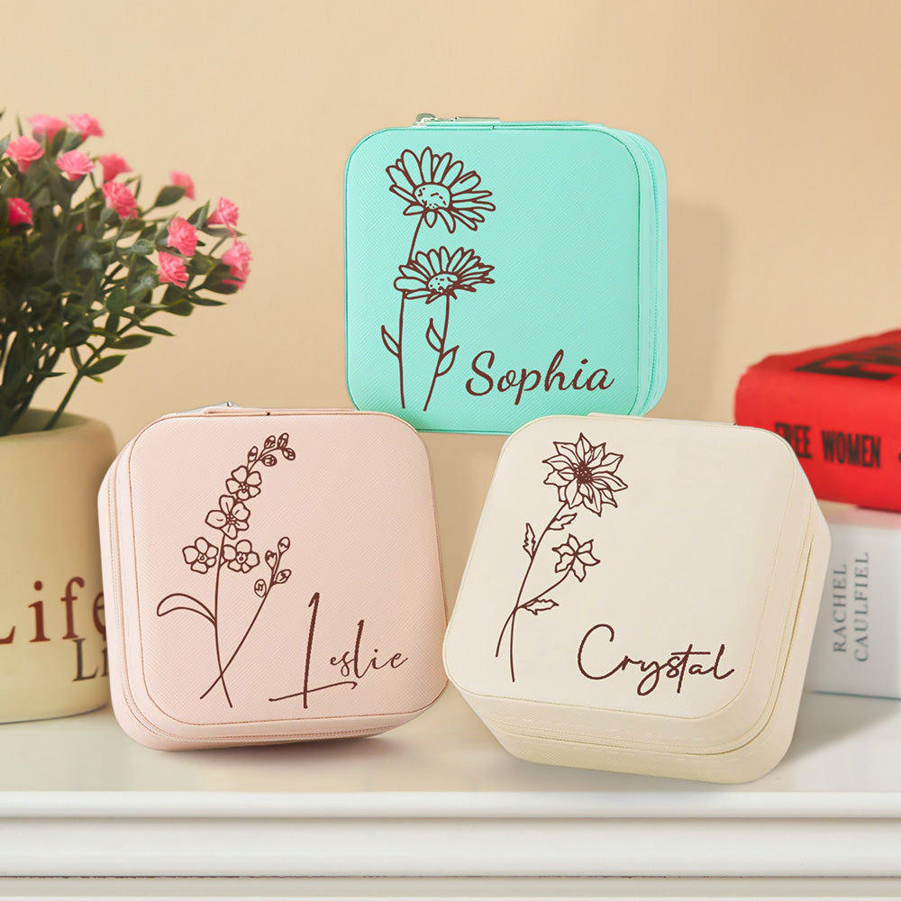 Personalized Birth Flower Jewelry Box