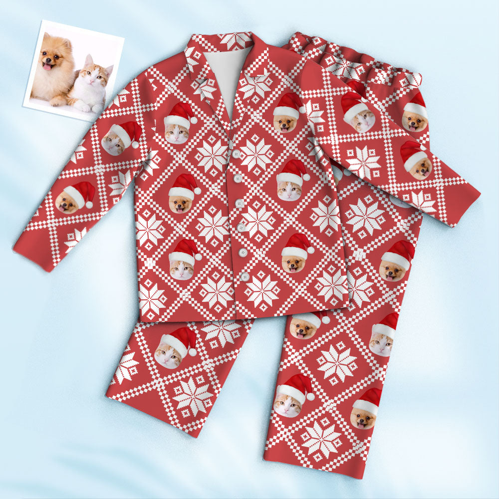 Custom Pet Photo Christmas Snowflake Pajamas