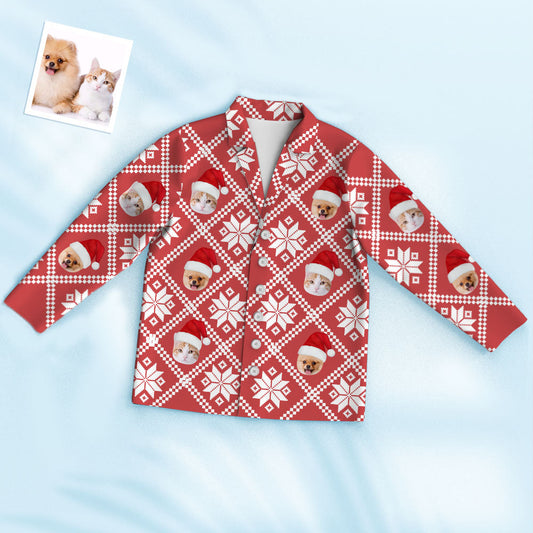 Custom Pet Photo Christmas Snowflake Pajamas