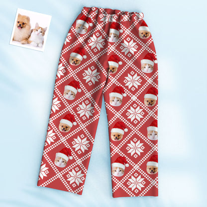 Custom Pet Photo Christmas Snowflake Pajamas