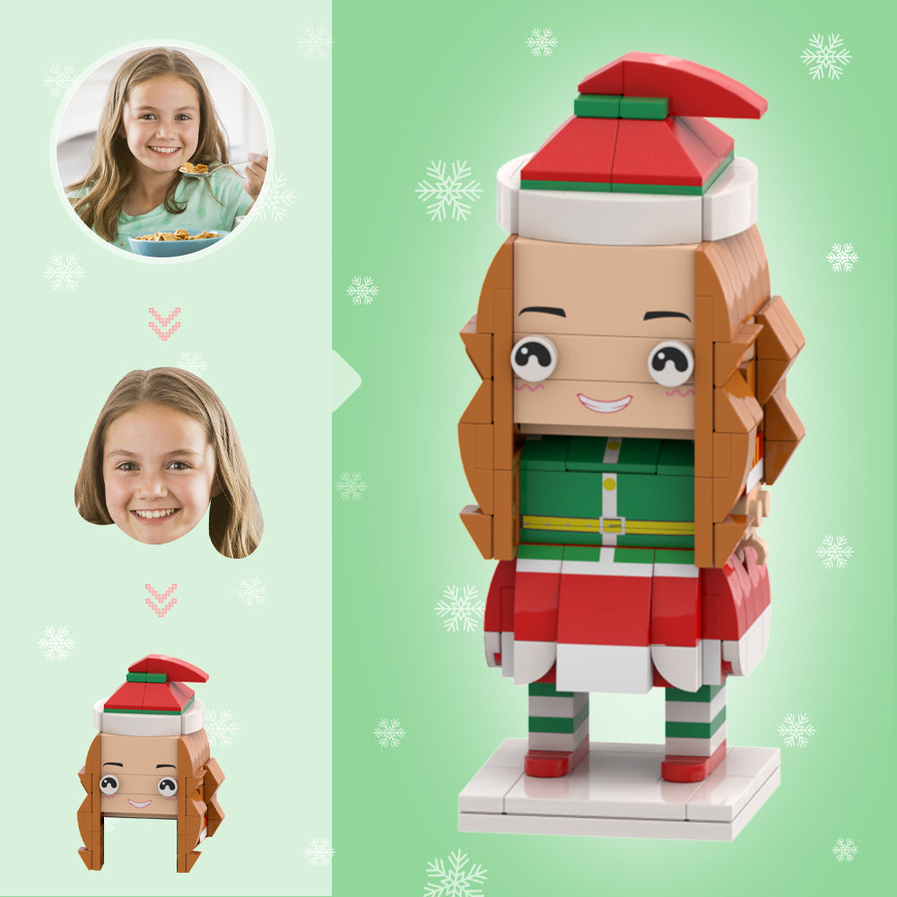 Christmas 1 Person Custom Head Elf Girl Brick Figure