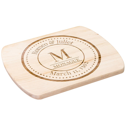 Couples Monogram & Date Premium Hardwood Oval Cutting Board