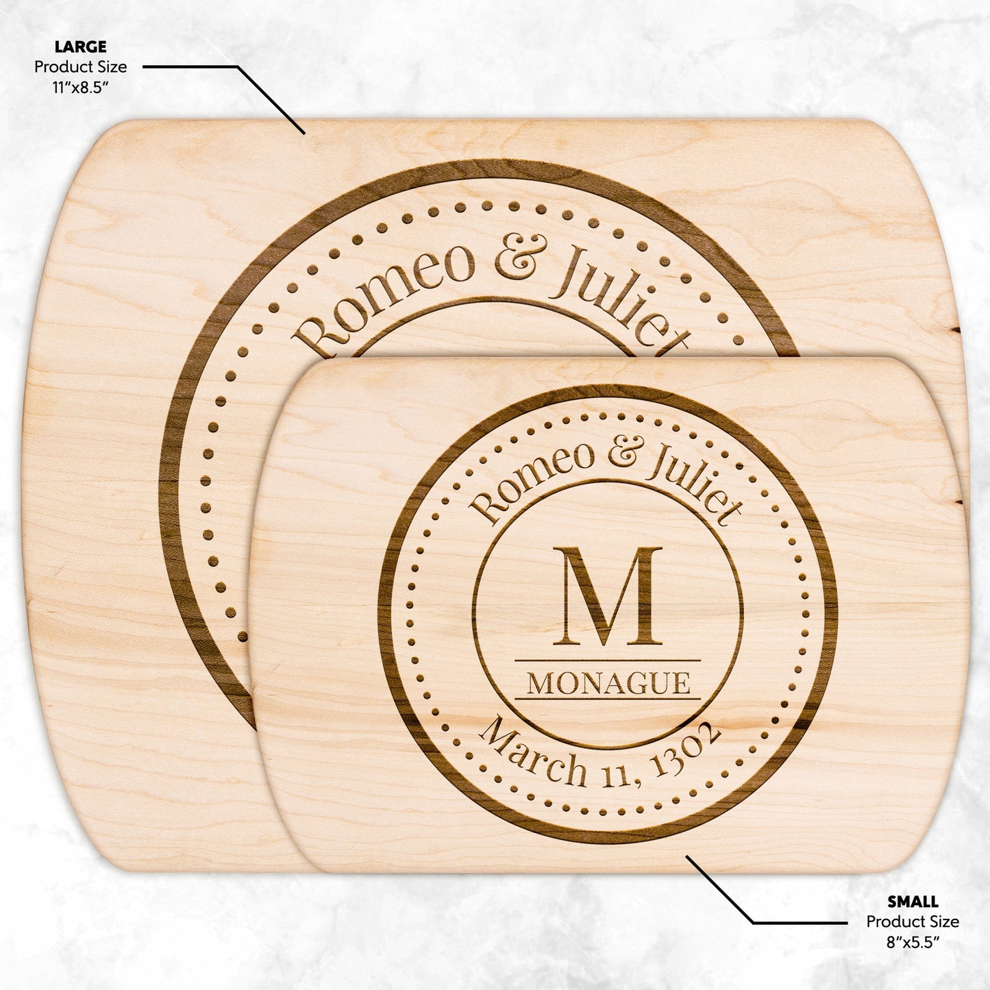 Couples Monogram & Date Premium Hardwood Oval Serving Board