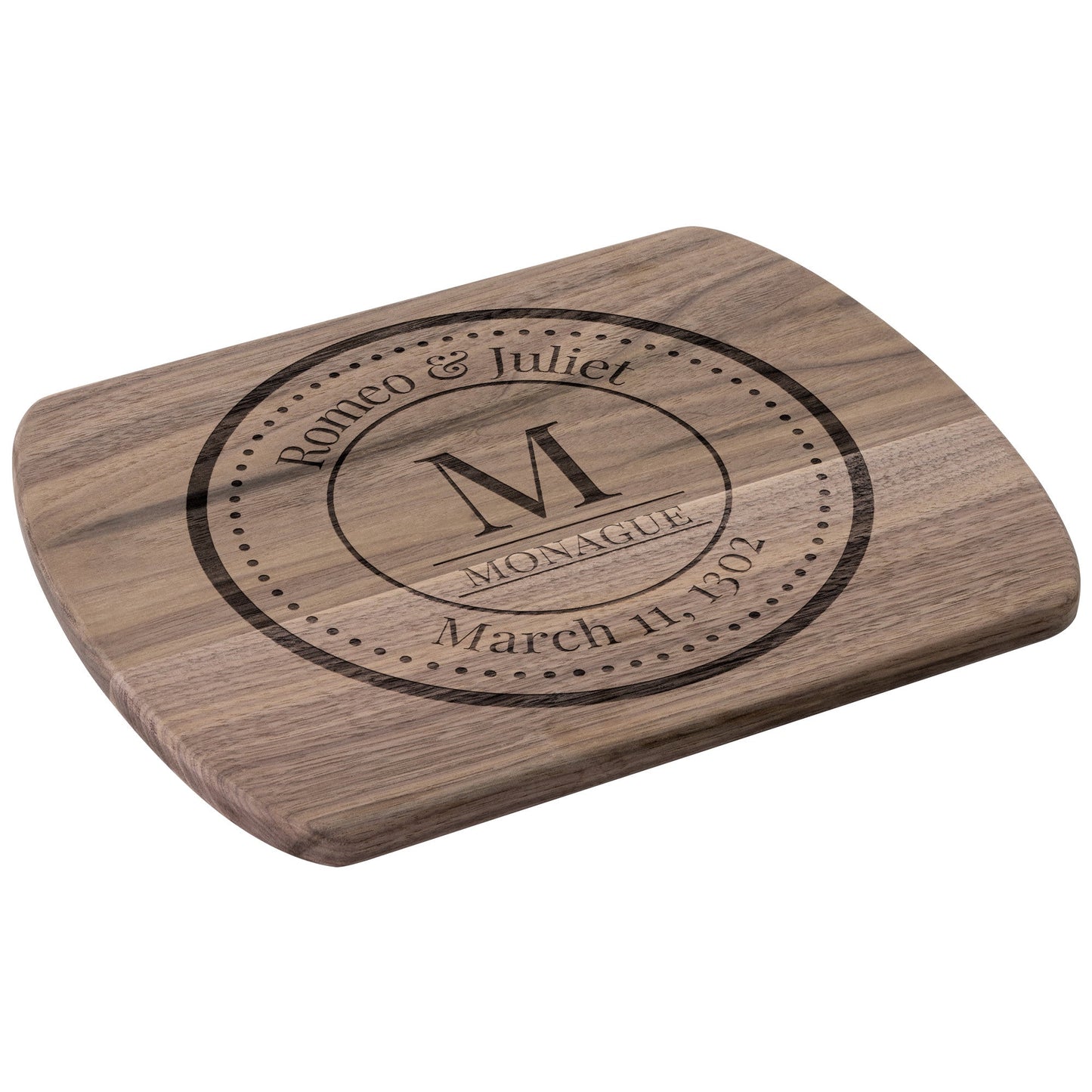 Couples Monogram & Date Premium Hardwood Oval Cutting Board