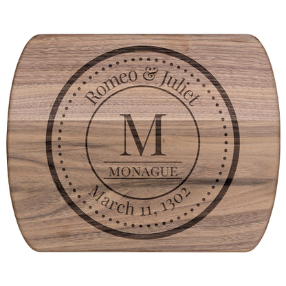 Couples Monogram & Date Premium Hardwood Oval Cutting Board