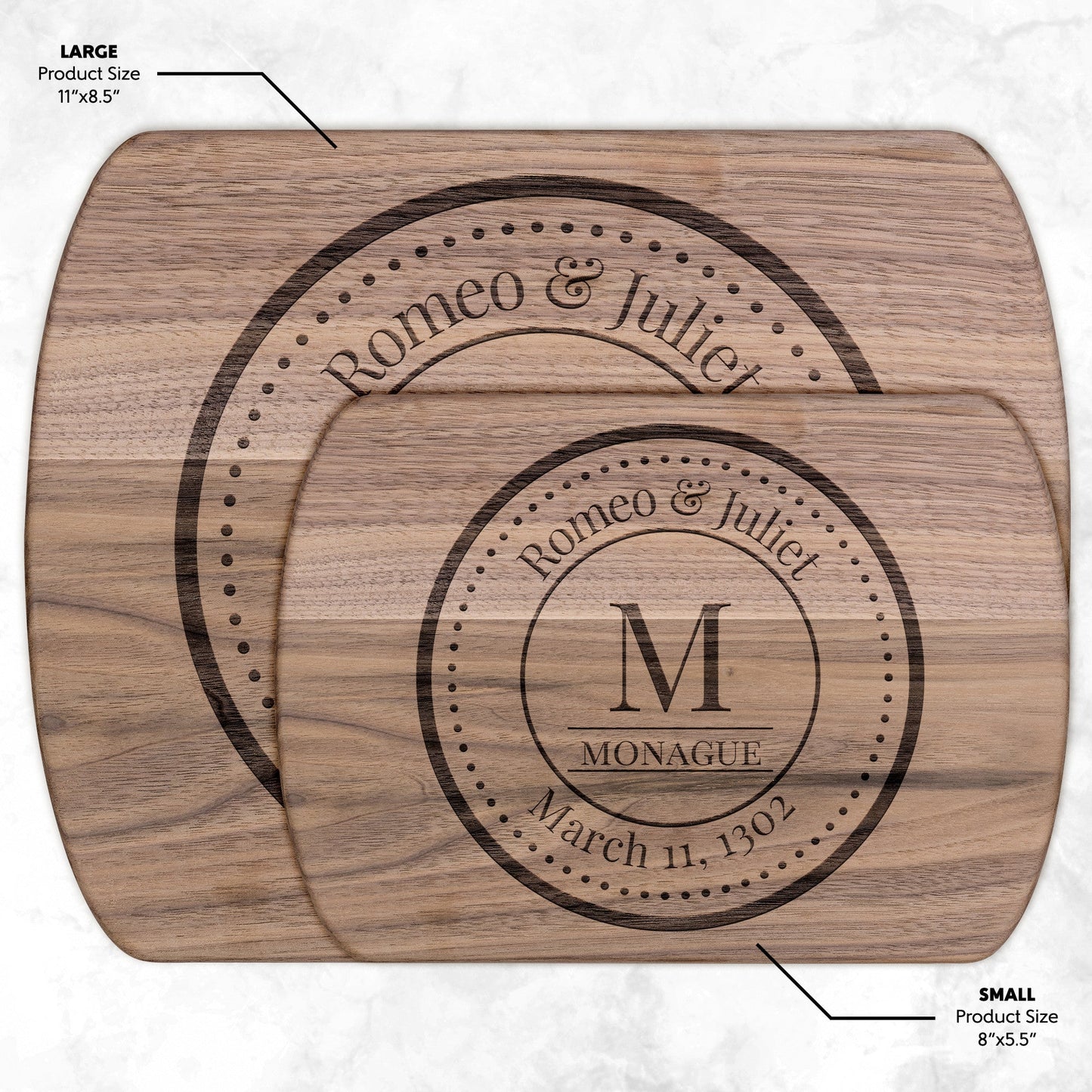Couples Monogram & Date Premium Hardwood Oval Serving Board