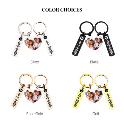 Connecting Heart Song Code & Photo Pair of Keychains