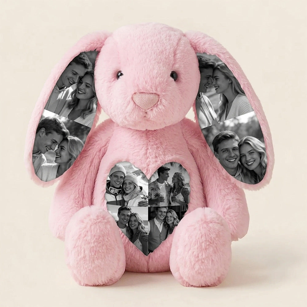 Custom Ears & Belly Photo Bunny Plush Pink