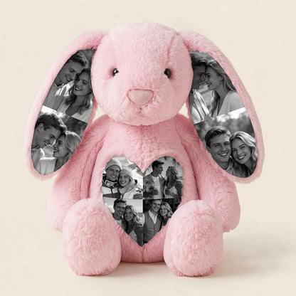 Custom Ears & Belly Photo Bunny Plush Pink