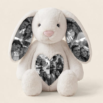 Custom Ears & Belly Photo Bunny Plush White