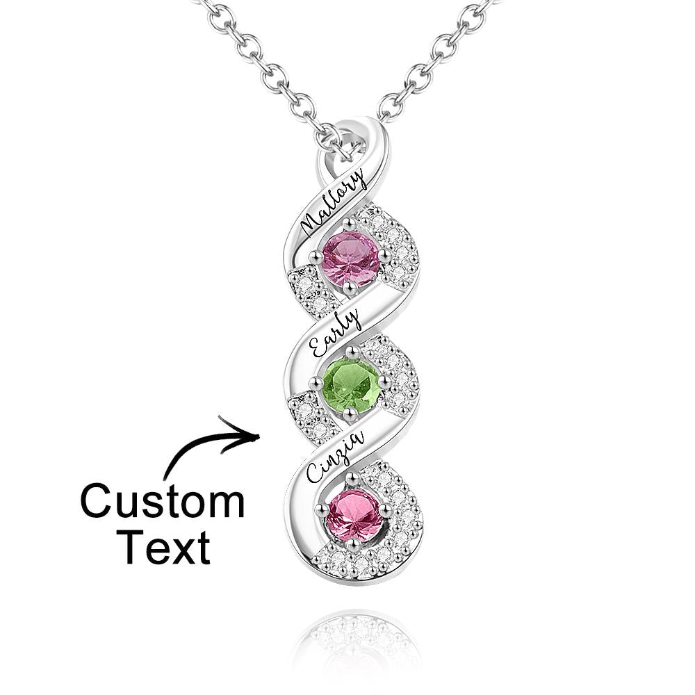 Custom Engraved Name & Birthstone Infinity Necklace