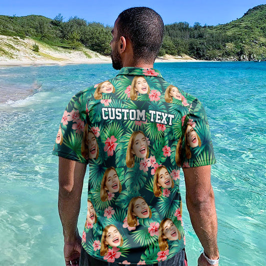 Custom Hawaiian Shirts Tropical Flowers Design with Optional Text on Backside