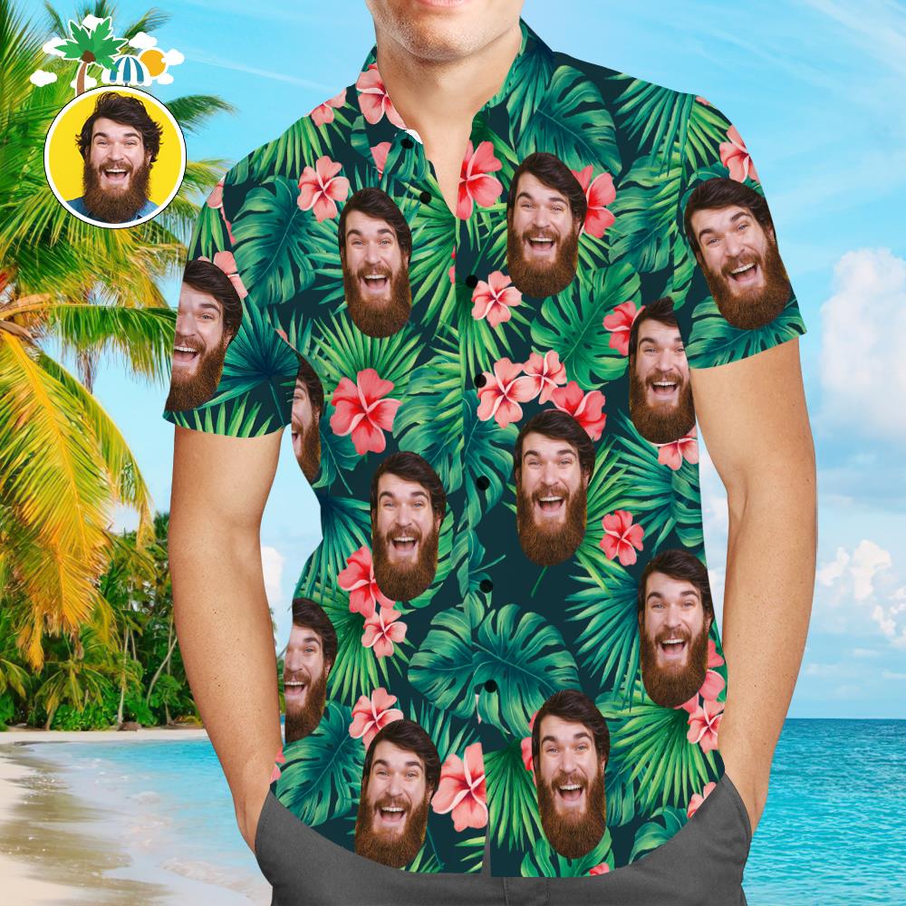 Custom Hawaiian Shirts Tropical Flowers Design with Optional Text on Backside